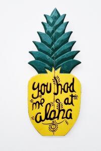 Drěvěná deštička ananas s nápisem