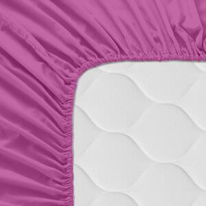 Tmavě růžové elastické prostěradlo z čisté bavlny, 60 x 120 cm