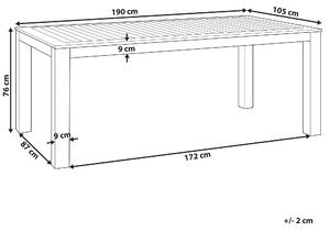 Zahradní stůl z eukalyptového dřeva 190 x 105 cm světle hnědý MONSANO