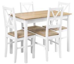 Sada stolu se 4 židlemi X001 Bílý/dub Grandson