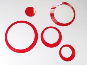 3D dekorace na zeď kruhy červené 5ks 5 až 15 cm