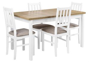 Skládací stůl se 4 židlemi X006 Bílý/dub Grandson