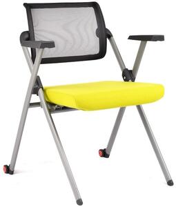 MERCURY Konferenční skládací židle A7 šedý rám, látka černá a zelená