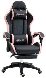 Vinsetto Herní Křeslo Racing Gamer Křeslo PU Kůže s Nastavitelnou Výškou, Polohováním 135°, Opěrkou Hlava, Bederní Oporou a Sklopným Podnožím pro Kanc
