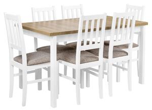 Skládací stůl se 6 židlemi X006 Bílý/dub Grandson