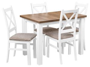 Stůl se 4 židlemi Z040 Bílý/Dub lefkas