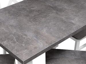 Stůl se 6 židlemi Z062 Bílý/ betonový