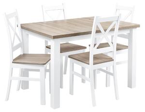 Stůl se 4 židlemi Z059 Bílá/Dub Sonoma