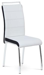 Jídelní židle, koženka bílá/černý bok, madlo, chrom DCL-403 WT
