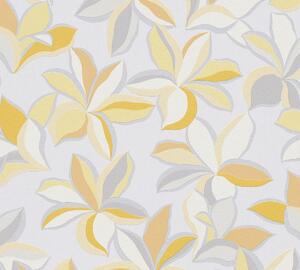 Vliesová tapeta na zeď House of Turnowsky 38908-4 | 0,53 x 10,05 m | žlutá, bílá, metalická | A.S. Création