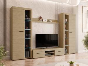 Obývací stěna Rodos XL, Barva: dub olejový, Osvětlení: osvětlení LED - bílé 5903211474989