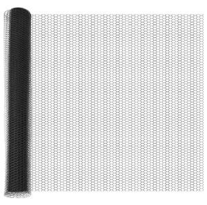 Hexagonální plot s podpěrou 25 x 1,4 m Ocel potažená PVC Šedá 3353244