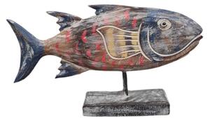 Dřevěná ryba s modrou hlavou 30 cm