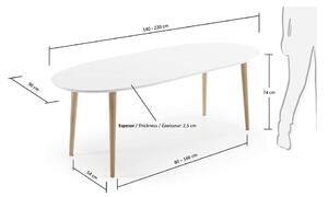 Bílý rozkládací jídelní stůl s bílou deskou 90x140 cm Oqui – Kave Home
