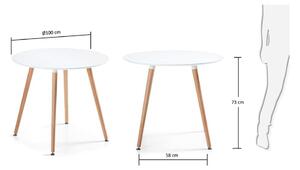 Jídelní stůl z bukového dřeva Kave Home Daw, ⌀ 100 cm