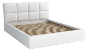 Manželská postel 140x200 s kontejnerem - Aljaška Bílá ekokůže