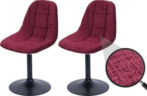 Sada 2 jídelních židlí HWC-A60, kuchyňská otočná židle, ocel Tkanina /textilní šenil (465 g/m²) bordeaux
