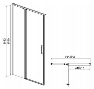 Cersanit Moduo - Dveře do niky / Dveře pro sprchový kout, levé, 80x195cm, chromový profil-čiré sklo, S162-003