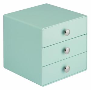 Mátově zelený úložný box s 3 šuplíky iDesign Drawers, výška 16,5 cm