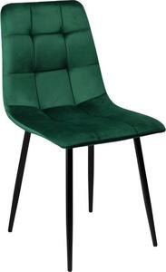 Bauerkraft G-478 Čalouněná sametová jídelní židle loft, lahvově zelená