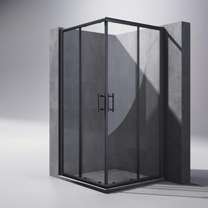 SONNI 70x70x195cm černý rohový sprchový kout posuvné dveře sprchový kout dvojité sprchové dveře rohový vstup ESG skleněný sprchový kout