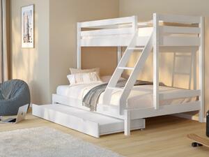 Patrová postel pro 3 Harry - bílá Bílá 140x200 cm