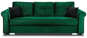 Merida Lounge Set Pohovka s 2 křesla s podnožkami Tmavě zelená