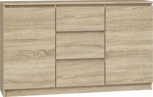 Topeshop KOMODA 2D3S DĄB SONOMA, Dub, 3 zásuvka/zásuvek, Dřevotřískové desky, Jednobarevný, Moderní, Dřevotřískové desky