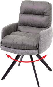 Jídelní židle HWC-G66, kuchyňská židle židle, otočná automatická poloha látka/textil MVG světle šedá-šedá, s područkou