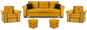 Merida Lounge Set Pohovka s 2 křesla s podnožkami Žlutá