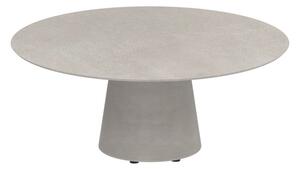 Royal Botania Betonový nízký stůl Conix, Royal Botania, kulatý 120x35 cm, podnož beton cement grey, deska keramika travertino