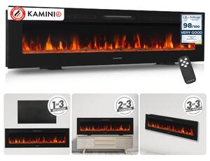 KAMINIO Elektrický krb MARLON – Elektrický krb 3 v 1 s topením, 3D efektem plamenů, 12 barvami plamenů, dálkovým ovládáním – 70 palců
