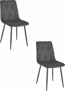 Židle Valora LIBRA, černý samet, černé nohy x2 | Sada 2 celočerných židlí pro elegantní, minimalistický interiér
