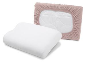 Žerzejové napínací povlaky na šíjový polštářek, 2 ks, bílý a růžový, cca 80 x 40 cm