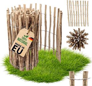 Floranica palisádový plot z lískového ořechu/kastanu, 1 běžný metr x 100 cm výška, 4-6 cm mezera mezi latěmi, zastrkávací plot, zahradní, kuřecí plot