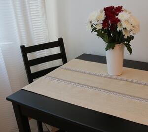 AVOMERI linen Lněný běhoun na stůl s krajkou (jemně béžový) Velikost: 50x120 cm