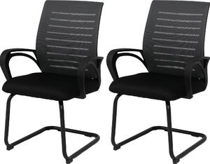 Sada 2 jídelních židlí HWC-K51, židle s područkami, látka/textil (250 g/m²) šedá, černý rám