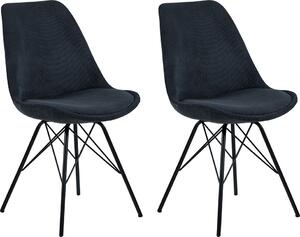 Jídelní židle z manšestrové tkaniny Smuk Erina Dark Blue - 2 kusy