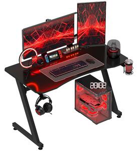 HOMCOM Herní stůl 120x65x74,5 cm Ergonomický herní stůl pro PC s držákem na hrníček a háčkem na sluchátka | Aosom