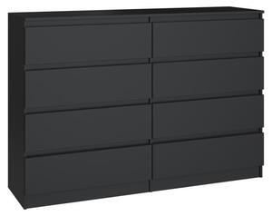 Topeshop M8 140 CZERŃ, Černá, 8 zásuvka/zásuvek, Dřevotřískové desky, Jednobarevný, Moderní, Dřevotřískové desky