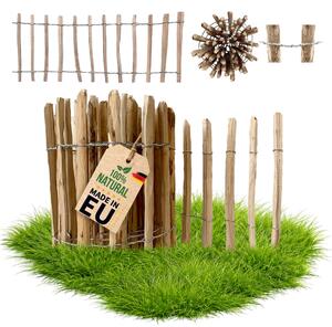Floranica palisádový plot z lískového ořechu/kastanu, 1 běžný metr x 60 cm výška, 4-6 cm mezera mezi latěmi, zastrkávací plot, zahradní, kuřecí plot