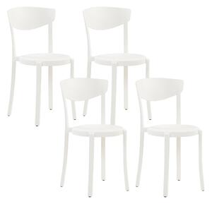 Sada 4 jídelních židlí plastových bílých VIESTE