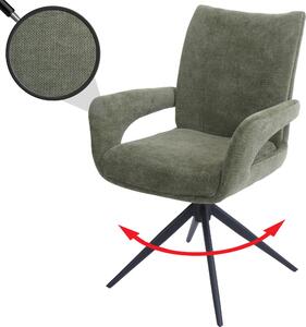 Jídelní židle HWC-O78, kuchyňská židle, otočná, látka/textil šenil (310g/m²) Oeko-Tex zelená