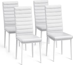 Bealife TB40C Jídelní židle sPolyuretankůží, kuchyňská židle s vysokým opěradlem, čalouněná židle s ergonomickým designem - sada 4 kusů, bílá
