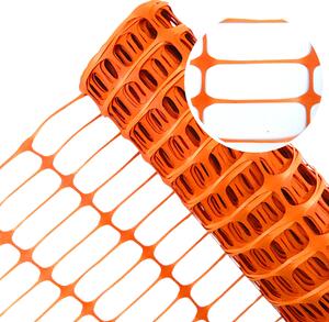 Stavební plot Výstražná síť Oranžová 1 m x 50 m – 80 g/m² – Plastový plot a síť na staveniště – Záchytný plot HDPE – Bezpečnostní síť