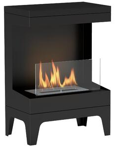 HOMCOM Bioetanolový krb volně stojící s 0,9 L nerezovým hašením, doba hoření 3,3H pro vnitřní prostory 15-20 m² 38x22x54 cm Černá | Aosom