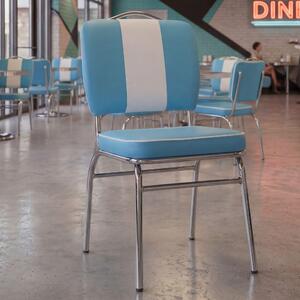 FineBuy Jídelní židle American Diner, modrá, retro styl 50. let, židle s opěrkou, výška sedáku 47 cm