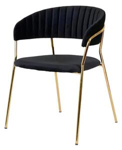 Židle Glamour VELVET s zlatými nohami - černá