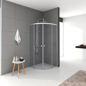Sprchový kout 90x90 Marwell Chrystal Round 90x90 cm - Sprchový kout s vysoce kvalitními hliníkovými profily ve stříbrné matné barvě - Sprchový kout s posuvnými dveřmi