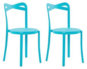 Sada 2 jídelních židlí plastových modrých CAMOGLI